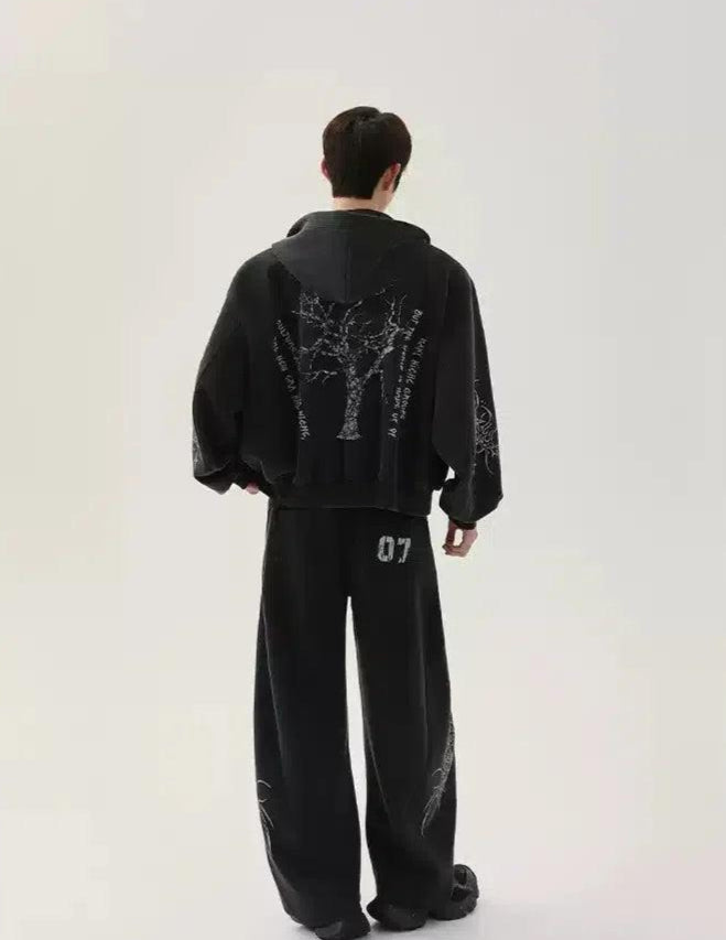 Cui 07 Grunge Print Hoodie & Sweatpants Set-korean-fashion-Clothing Set-Cui's Closet-OH Garments