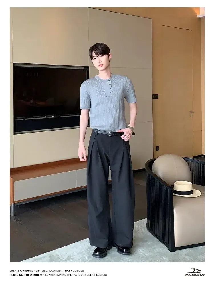 Cui A-line Pleated Scimitar Trousers-korean-fashion-Trousers-Cui's Closet-OH Garments