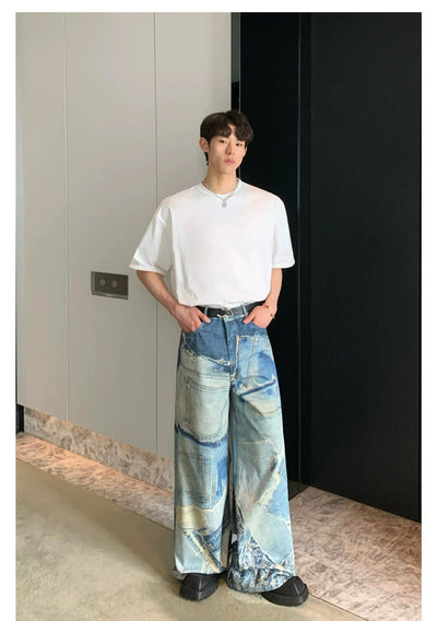 Cui Abstract Denim Splices Jeans-korean-fashion-Jeans-Cui's Closet-OH Garments
