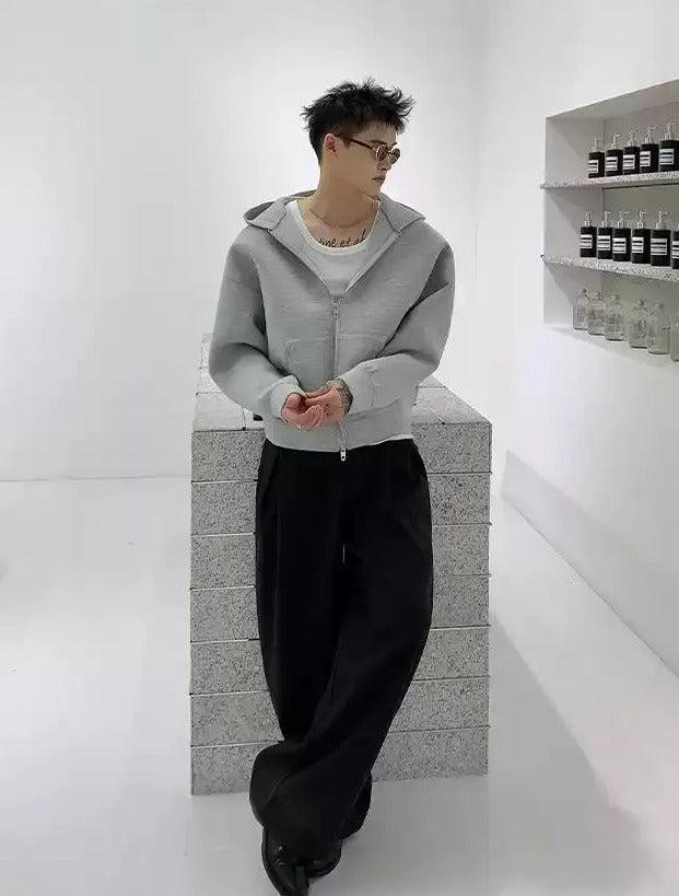 Cui Basic Kangaroo Pocket Zip-Up Hoodie-korean-fashion-Hoodie-Cui's Closet-OH Garments