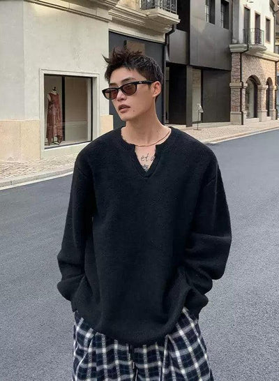 Cui Basic Notch Neck Sweater-korean-fashion-Sweater-Cui's Closet-OH Garments