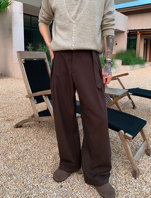 Cui Belt Strapped Pleated Trousers-korean-fashion-Trousers-Cui's Closet-OH Garments