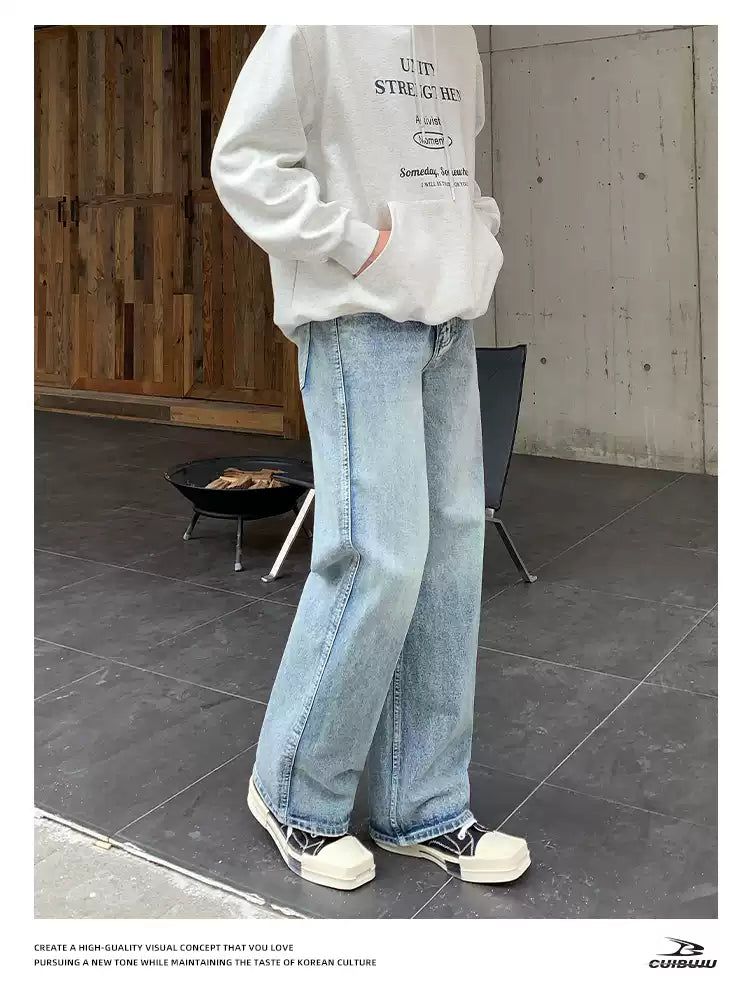 Cui Bleach Wash Straight Cut Jeans-korean-fashion-Jeans-Cui's Closet-OH Garments