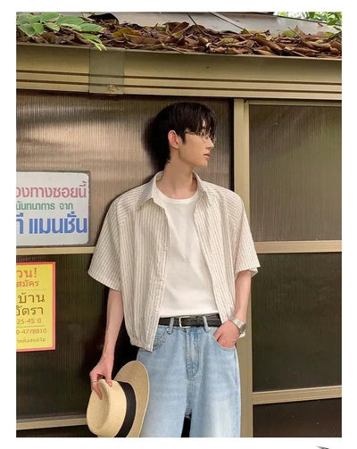 Cui Boxy Fit Neat Stripes Shirt-korean-fashion-Shirt-Cui's Closet-OH Garments