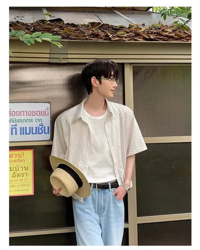 Cui Boxy Fit Neat Stripes Shirt-korean-fashion-Shirt-Cui's Closet-OH Garments