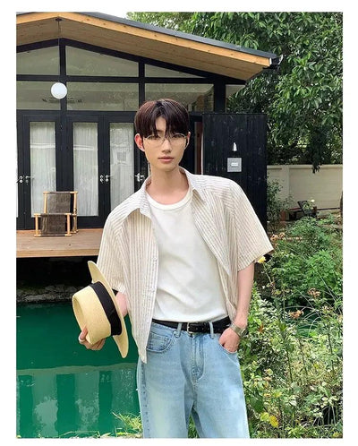 Cui Boxy Fit Neat Stripes Shirt-korean-fashion-Shirt-Cui's Closet-OH Garments