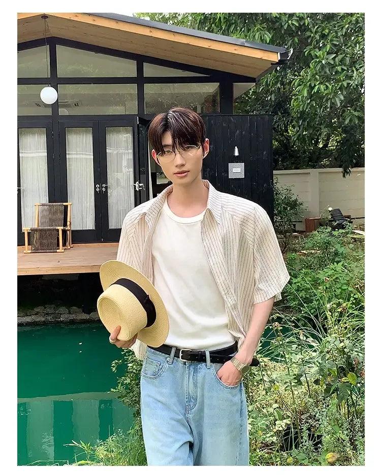 Cui Boxy Fit Neat Stripes Shirt-korean-fashion-Shirt-Cui's Closet-OH Garments