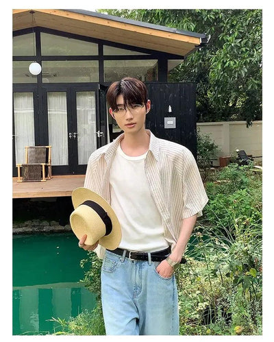Cui Boxy Fit Neat Stripes Shirt-korean-fashion-Shirt-Cui's Closet-OH Garments