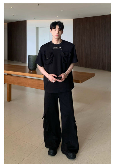 Cui Breast Pocket T-Shirt & Cargo Sweatpants Set-korean-fashion-Clothing Set-Cui's Closet-OH Garments