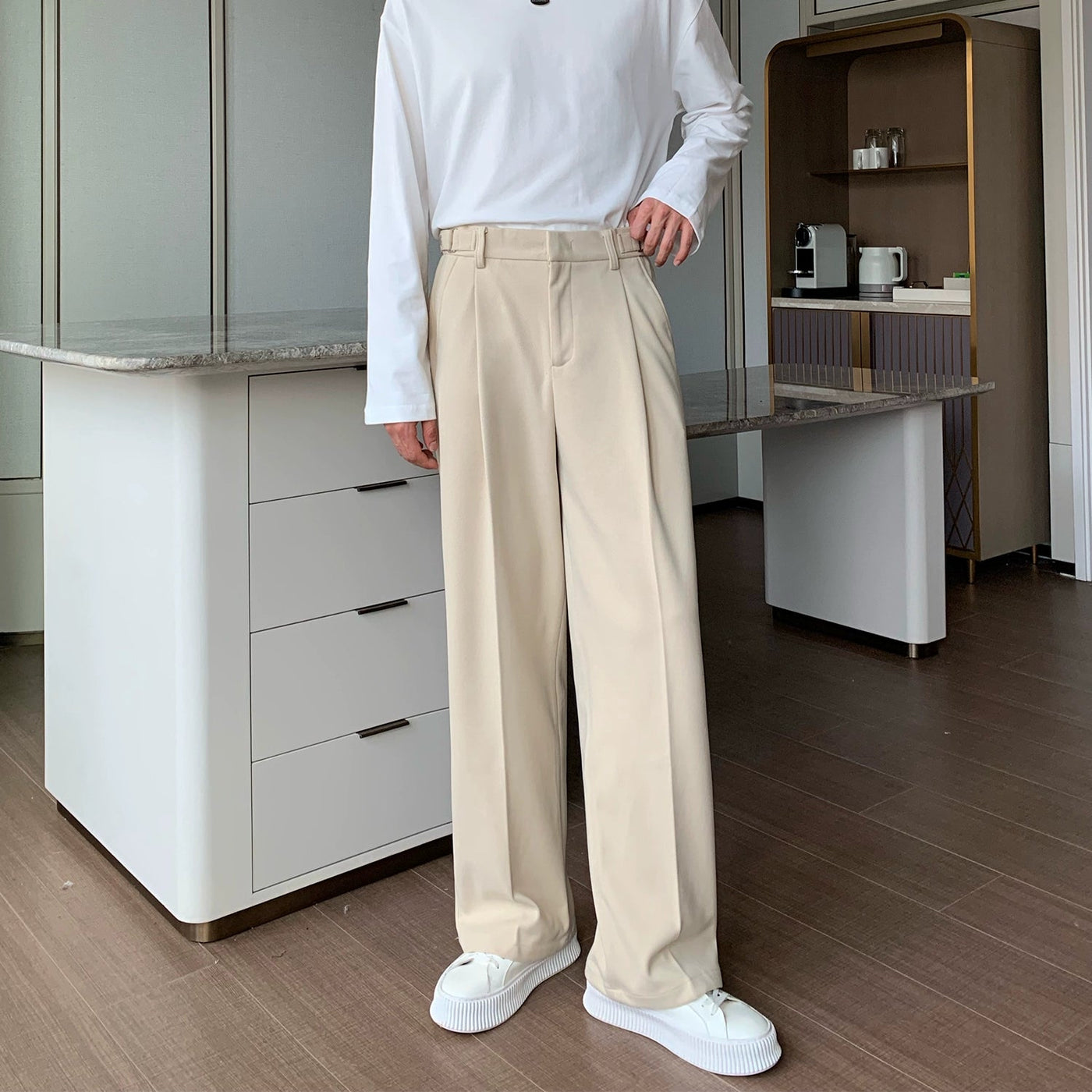 Cui Buckle Strap Pleats Trousers-korean-fashion-Pants-Cui's Closet-OH Garments