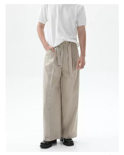 Cui Buckled Belt Strap Straight Trousers-korean-fashion-Trousers-Cui's Closet-OH Garments