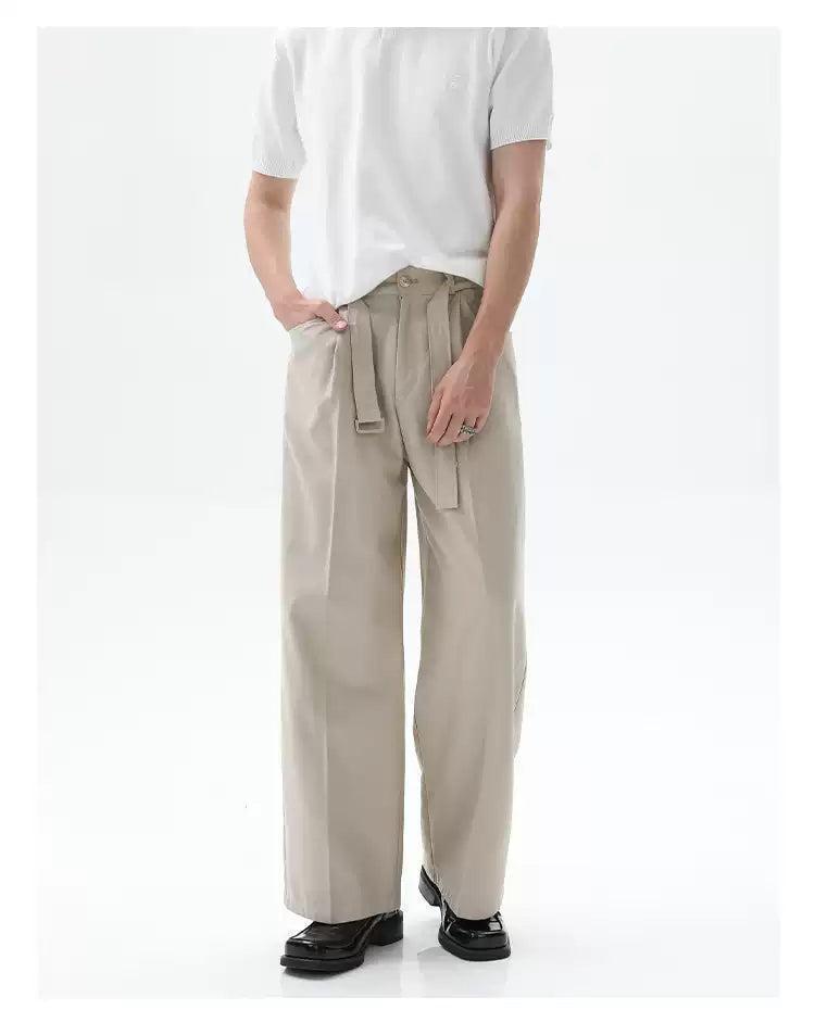 Cui Buckled Belt Strap Straight Trousers-korean-fashion-Trousers-Cui's Closet-OH Garments
