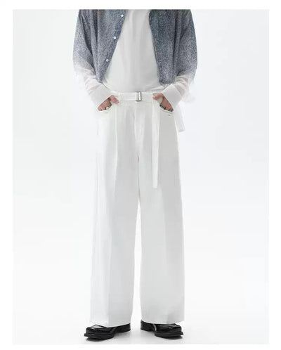 Cui Buckled Belt Strap Straight Trousers-korean-fashion-Trousers-Cui's Closet-OH Garments