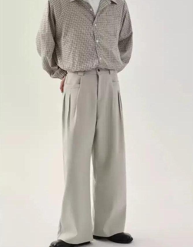 Cui Buttoned Detail Relaxed Trousers-korean-fashion-Trousers-Cui's Closet-OH Garments