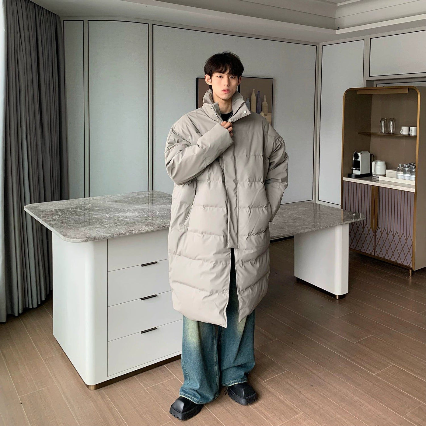 Cui Buttoned Puffer Long Coat-korean-fashion-Long Coat-Cui's Closet-OH Garments