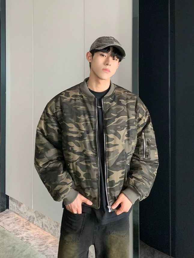 Cui Camouflage Pattern Bomber Jacket-korean-fashion-Jacket-Cui's Closet-OH Garments