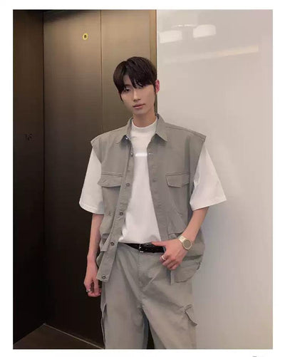 Cui Cargo Vest & Cargo Pants Set-korean-fashion-Clothing Set-Cui's Closet-OH Garments