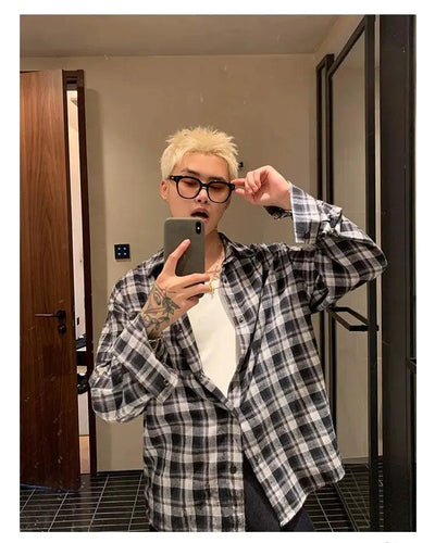Cui Casual Plaid L/S Shirt-korean-fashion-Shirt-Cui's Closet-OH Garments