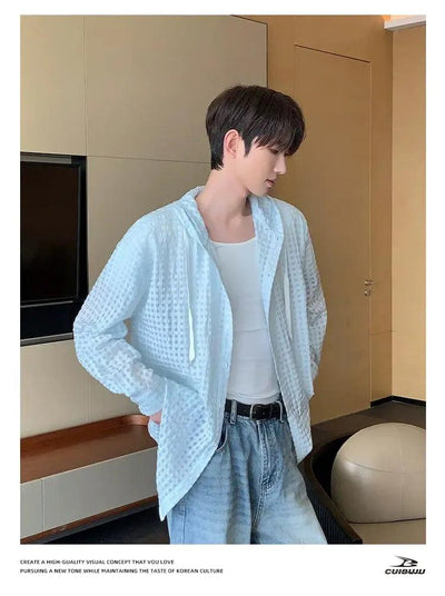 Cui Checkered Sheer Hooded Shirt-korean-fashion-Shirt-Cui's Closet-OH Garments