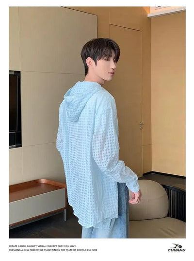Cui Checkered Sheer Hooded Shirt-korean-fashion-Shirt-Cui's Closet-OH Garments