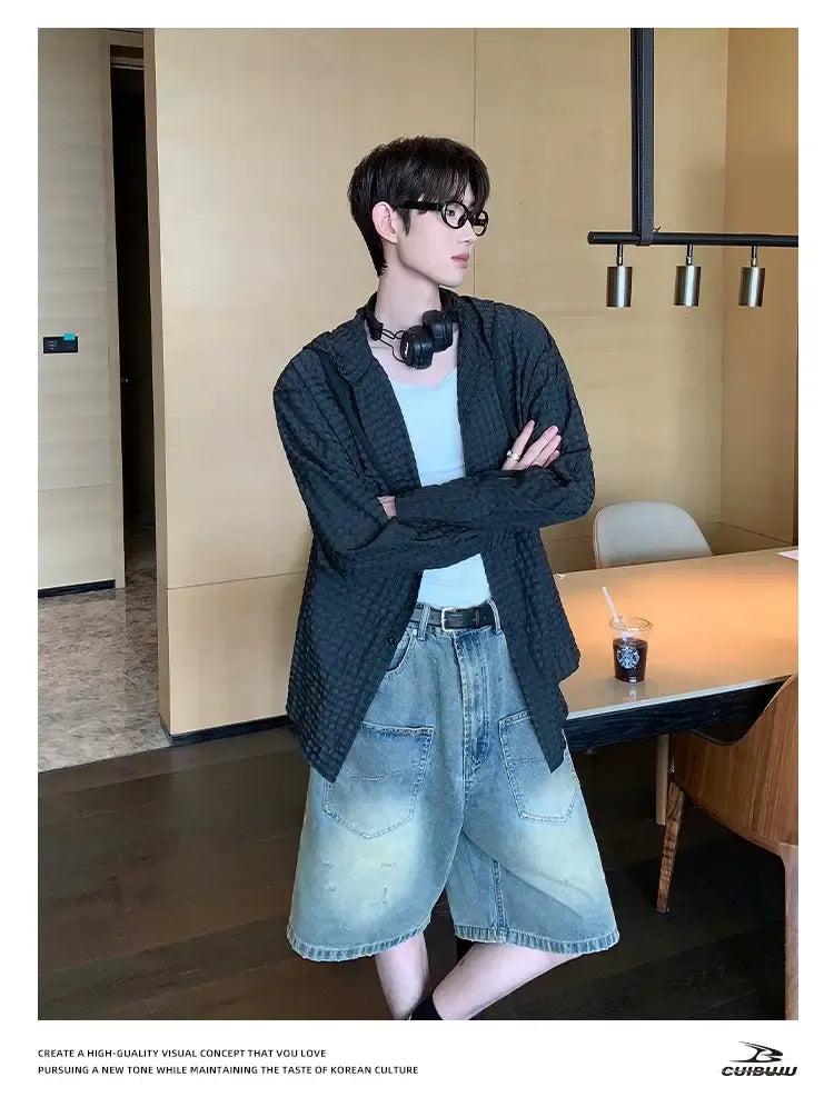 Cui Checkered Sheer Hooded Shirt-korean-fashion-Shirt-Cui's Closet-OH Garments