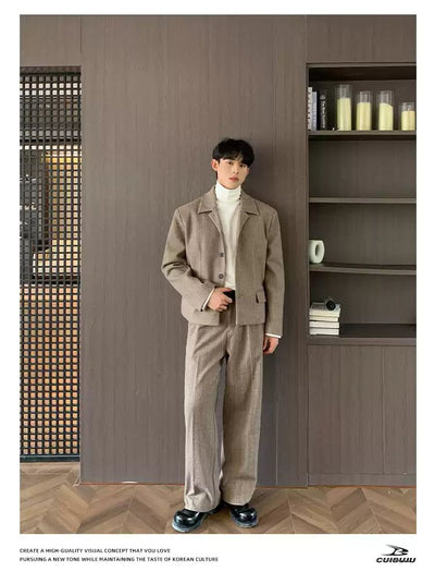 Cui Chic Padded Blazer & Pleated Trousers Set-korean-fashion-Clothing Set-Cui's Closet-OH Garments