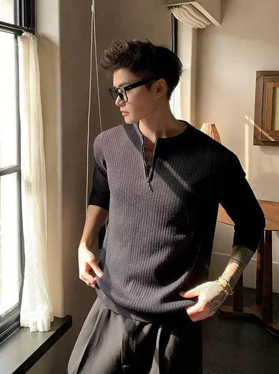 Cui Chic Waffle Knit Half-Zip-korean-fashion-Half-Zip-Cui's Closet-OH Garments