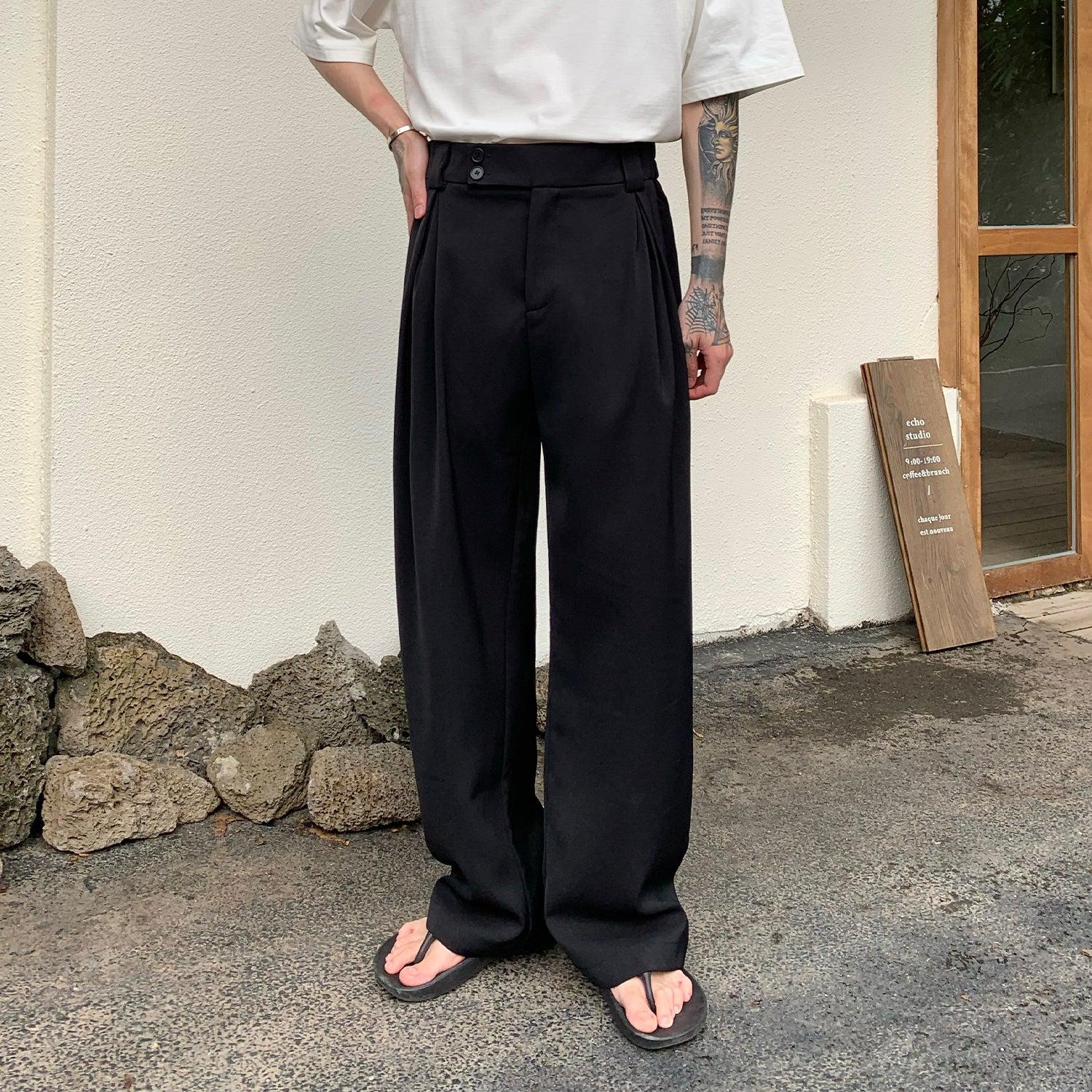 Nine Side Pleats Wide Cut Trousers
