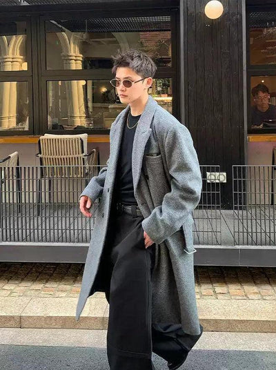 Cui Classic Belted Double-Breasted Overcoat-korean-fashion-Long Coat-Cui's Closet-OH Garments