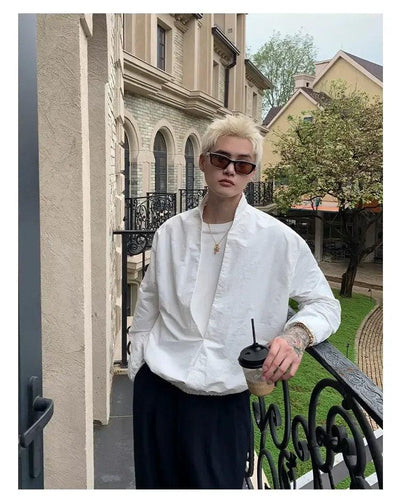 Cui Clean Fit Low V-Cut Layered Shirt-korean-fashion-Shirt-Cui's Closet-OH Garments
