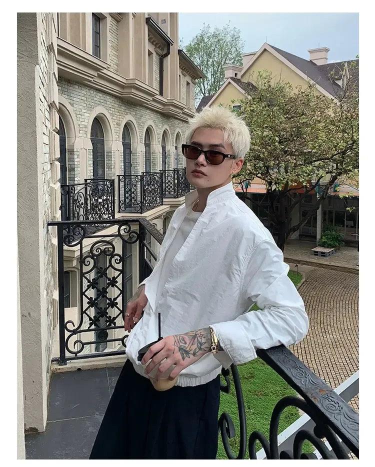 Cui Clean Fit Low V-Cut Layered Shirt-korean-fashion-Shirt-Cui's Closet-OH Garments