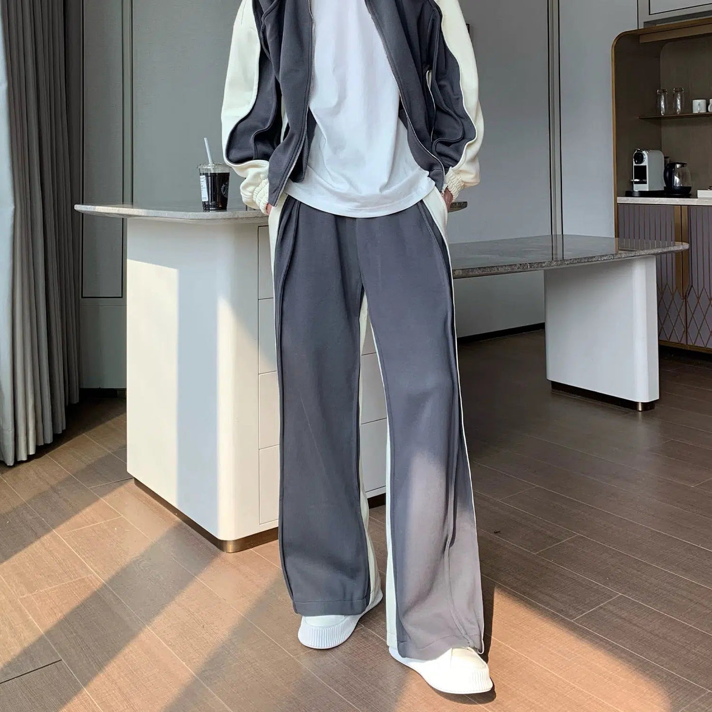 Cui Color Split Athleisure Sweatpants-korean-fashion-Pants-Cui's Closet-OH Garments
