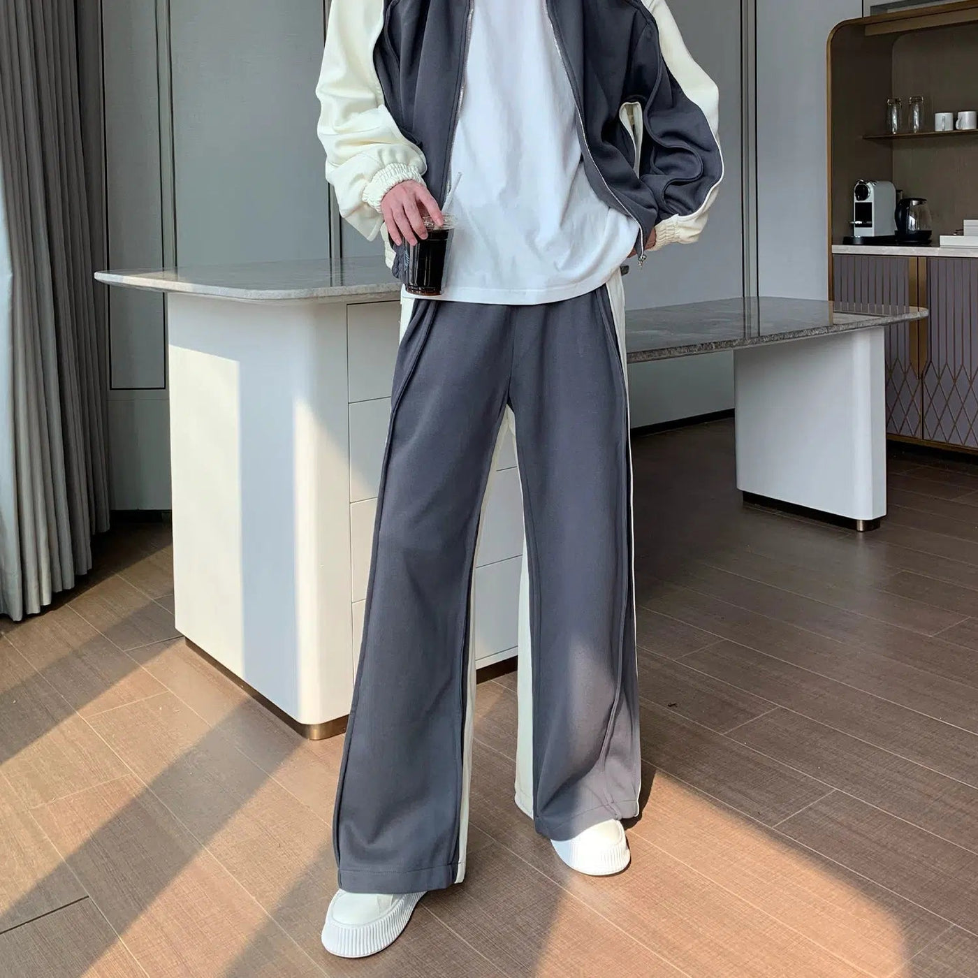 Cui Color Split Athleisure Sweatpants-korean-fashion-Pants-Cui's Closet-OH Garments