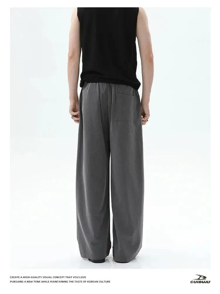 Cui Contrast Color Irregular Belt Trousers-korean-fashion-Trousers-Cui's Closet-OH Garments