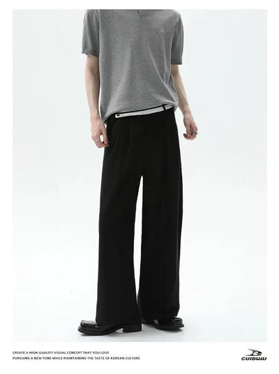 Cui Contrast Color Irregular Belt Trousers-korean-fashion-Trousers-Cui's Closet-OH Garments