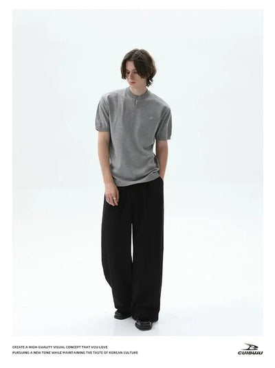 Cui Contrast Color Irregular Belt Trousers-korean-fashion-Trousers-Cui's Closet-OH Garments