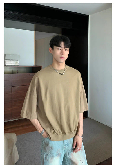 Cui Contrast & Spliced T-Shirt-korean-fashion-T-Shirt-Cui's Closet-OH Garments
