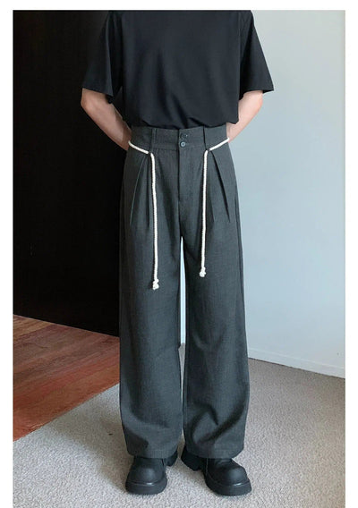 Cui Contrast Waist String Trousers-korean-fashion-Trousers-Cui's Closet-OH Garments