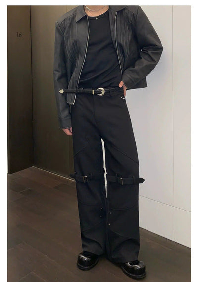 Cui Curved Cut Buckle Strap Pants-korean-fashion-Pants-Cui's Closet-OH Garments