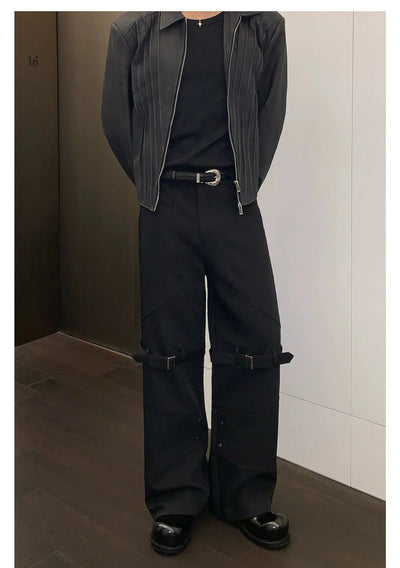 Cui Curved Cut Buckle Strap Pants-korean-fashion-Pants-Cui's Closet-OH Garments