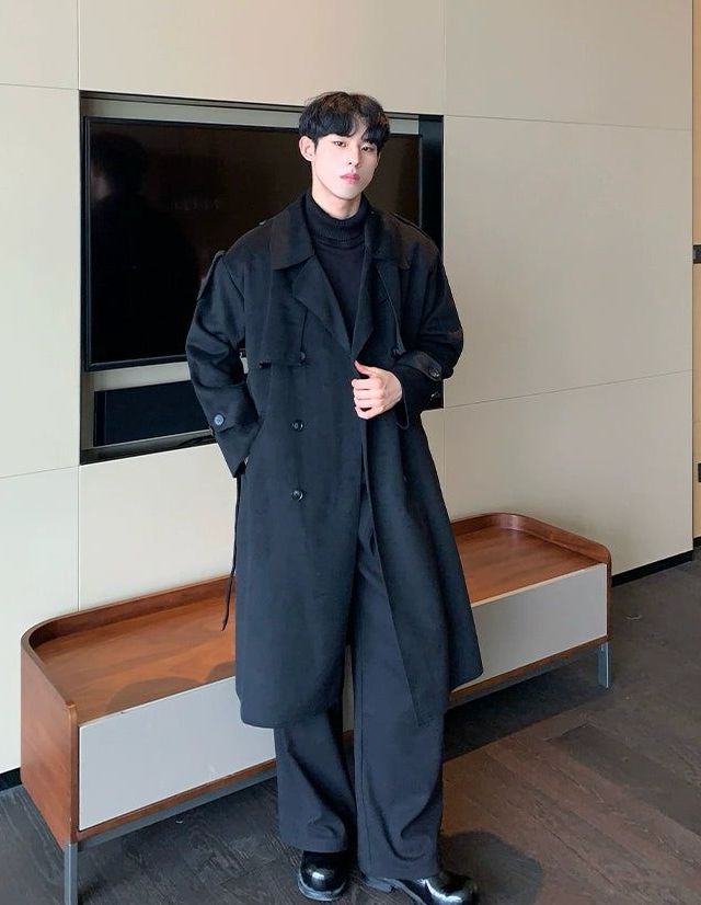 Cui Double Breasted Belted Trench Coat-korean-fashion-Long Coat-Cui's Closet-OH Garments