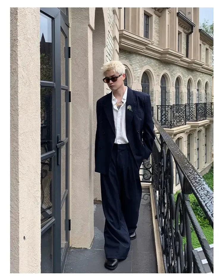 Cui Double Breasted Blazer & Suit Pants Set-korean-fashion-Clothing Set-Cui's Closet-OH Garments