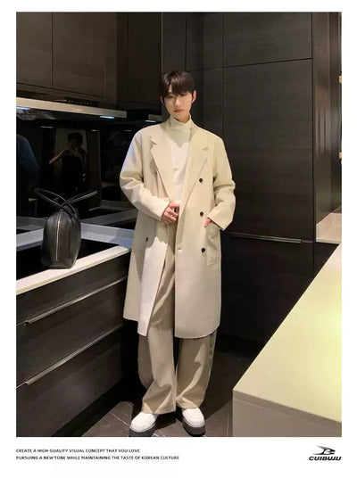 Cui Double-Breasted Lapel Long Coat-korean-fashion-Long Coat-Cui's Closet-OH Garments