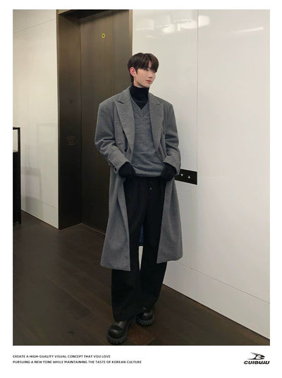 Cui Double-Breasted Lapel Long Coat-korean-fashion-Long Coat-Cui's Closet-OH Garments