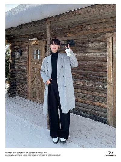 Cui Double-Breasted Lapel Long Coat-korean-fashion-Long Coat-Cui's Closet-OH Garments