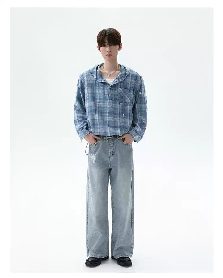Cui Drawcord Plaid Contrast Hoodie-korean-fashion-Hoodie-Cui's Closet-OH Garments