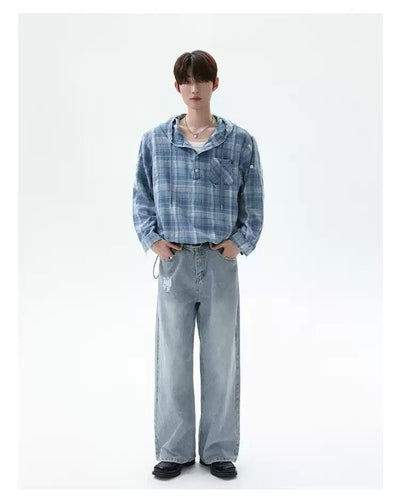 Cui Drawcord Plaid Contrast Hoodie-korean-fashion-Hoodie-Cui's Closet-OH Garments