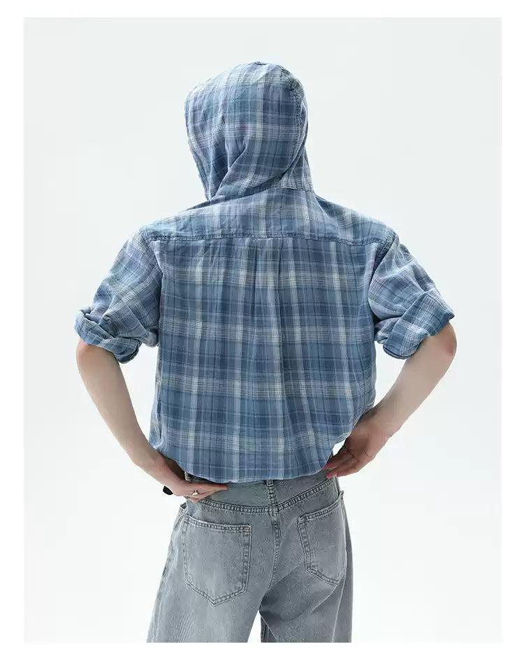 Cui Drawcord Plaid Contrast Hoodie-korean-fashion-Hoodie-Cui's Closet-OH Garments