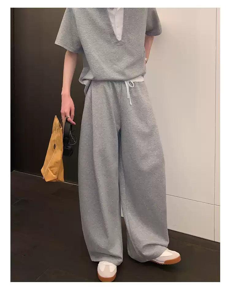 Cui Drawstring Contrast Gartered Sweatpants-korean-fashion-Pants-Cui's Closet-OH Garments