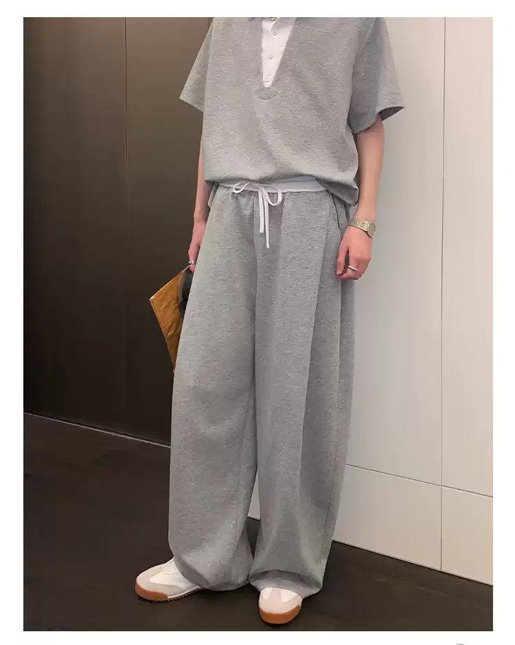 Cui Drawstring Contrast Gartered Sweatpants-korean-fashion-Pants-Cui's Closet-OH Garments